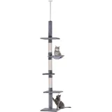 Kratzbaum Deckenhoch Höhenverstellbar, Stabiler Katzenbaum Mit Sisalsäulen, Katzen Kletterbaum, Grau, 40 X 34 X 230-260 Cm - Pawhut