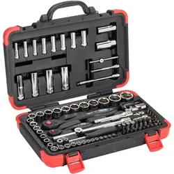 VIGOR Steckschlüssel Satz ∙ V1706N ∙ Vierkant6,3 mm (1/4 Zoll), Vierkant12,5 mm (1/2 Zoll), Sechskant8 (5/16 Zoll) ∙ Außen Sechskant Profil, T Profil,