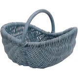 Einkaufskorb/Bügelkorb/Shopper aus echtem Rattan, Henkel- Trage-Korb leicht und stabil (Blau)