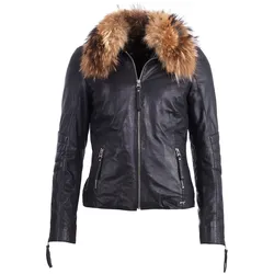 Lederjacke MAZE "Pedregal", Damen, Gr. M, schwarz, 100% Leder Lamm / Innenfutter: 100% Polyester, Jacken