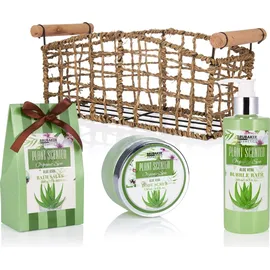 Brubaker Beautyset Bade- und Dusch Set Aloe Vera - 13-teiliges Geschenkset in dekorativem Korb