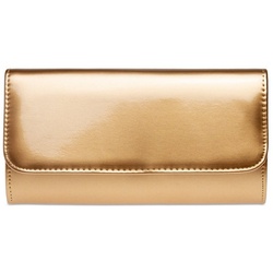 Caspar Clutch TA431 elegante Damen Metallic Lack Abendtasche mit langer Kette goldfarben