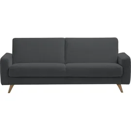 exxpo - sofa fashion 3-Sitzer Samso, elegant und bequem, aktueller Cord Bezug, Kippcouch, hochwertige Verarbeitung, Schlafsofa inkl. Bettfunktion und Bettkasten grau