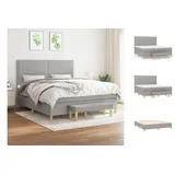 vidaXL Boxspringbett mit Matratze Hellgrau 160x200 cm Stoff