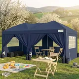 Quictent Pavillon 3x6m Faltpavillon mit 6 Seitenwänden, Pop up Gartenpavillon mit Rollentasche, Partyzelt 3x6 wasserdicht stabil, für Party im Freien, Hochzeiten, Fest, UV 50+,Blau