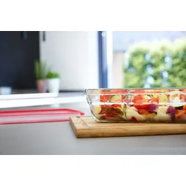 Emsa Clip&Close Glas rechteckig 450ml Aufbewahrungsbehälter Rot