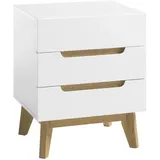 MCA Furniture Xxxl Nachtschrank Cervo, Weiß, Eiche, Holz, Holzwerkstoff Asteiche, 3 Schubladen, 48x60x40 cm Typenauswahl, Schlafzimmer, Nachttische