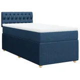 vidaXL Boxspringbett mit Matratze Blau 100x200 cm Stoff