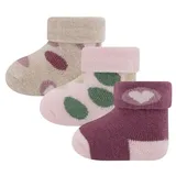 Ewers Babysöckchen 3er-Pack Herzen/Punkte beige/rosa, Newborn (0 - 6 Monate)