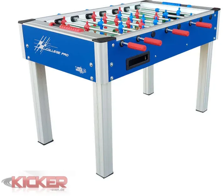 Tischkicker Roberto Sport College Pro Blau mit Glasabdeckung
