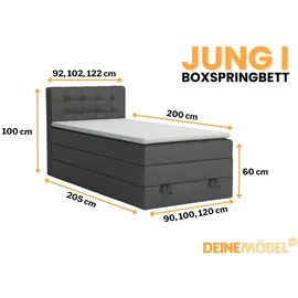 Deine Möbel 24 Boxspringbett 100 x 200 cm H3 Grau