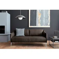 2,5-Sitzer W.SCHILLIG "sally", braun (braun z59), B:194cm H:78cm T:84cm, Longlife Xtra-Leder Z59: Glattleder mit modischer Prägung. Hautstärke 0, 9 - 1, 1 mm., Sofas, mit Metallfüßen in Bronze pulverbeschichtet, Breite 194 cm