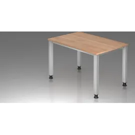 Hammerbacher Schreibtisch nussbaum rechteckig, 4-Fuß-Gestell silber 120,0 x 80,0 cm