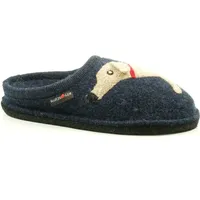 Haflinger Flair Dackel Pantoffeln Wolle Hund Blau 38