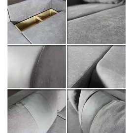 Sofnet Ecksofa Grau, Textil, 5-Sitzer, L-Form,Rechteckig, 230x152 cm, Wohnzimmer, Sofas & Couches, Wohnlandschaften, Ecksofas