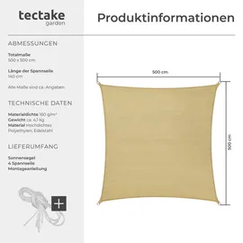 Tectake tectake® Sonnensegel, beige