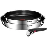 Tefal Ingenio Emotion 2er-Set Bratpfannen mit abnehmbarem Griff L897S374 Pfanne + Kochtopf, Silber