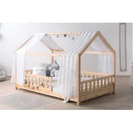 TICAA Hausbett Kim 100 x 200 cm Kiefer massiv weiß