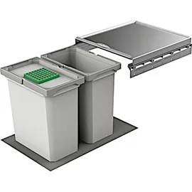 Naber Cox® Box 2T 400-2. Abfallsammler, mit Biodeckel, hellgrau.