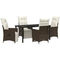 VidaXL 5-teiliges Garten-Dining-Set mit Kissen Braun Poly Rattan