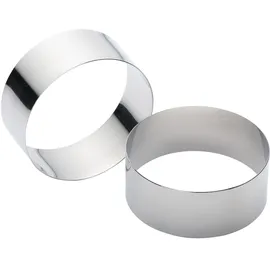 KitchenCraft Edelstahl-Kochringe, großes Kochring-Set, Silbermetallic, normale Tiefe 3,5cm, Kreisgröße 9 x 9 x 3,5cm, 2er-Pack