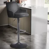 FineBuy Barhocker 86 - 106 cm Samt Schwarz