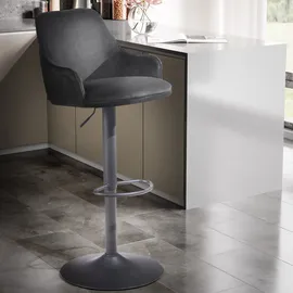 FineBuy Barhocker 86 - 106 cm Samt Schwarz
