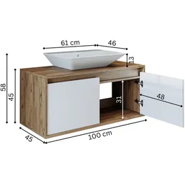 roomartstore.de Waschbeckenunterschrank Atlantic 100 x 0 x 0 cm Eiche