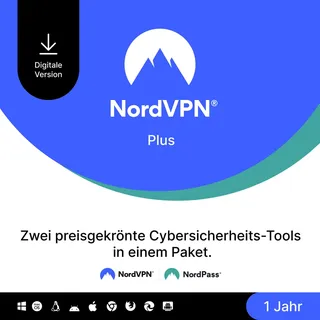 NordVPN Plus – 1 Jahr Cybersicherheit VPN + PW Manager 1 Jahr