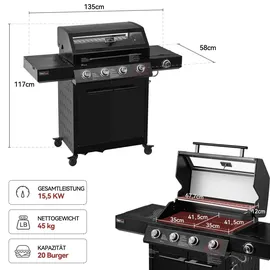 Royal Gourmet 4+1 Brenner Gasgrill schwarz