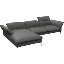 flexlux Ecksofa Salino, Funktionssofa mit Recamiere, Relaxsofa, Ecksofa, Sofa mit Arm- und Kopfteil-Verstellungen, Kaltschaum & Stahl-Wellen grau