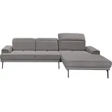 Musterring Ecksofa MUSTERRING "MR 4580", grau, B:288cm H:79cm T:220cm, 100% Polyester, Sofas, Ecksofa, mit Kopf- und Sitztiefenverstellung, Metallfuß chrom, 288 x 193/220cm