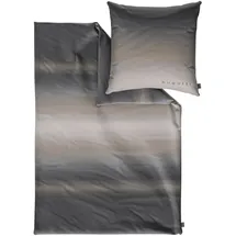 Bugatti Bettwäsche 155 x 220 cm - 100% Baumwolle, Reißverschluss, anschmiegsam, weich & waschbar, Mako Satinbettwäsche gestreift grau beige
