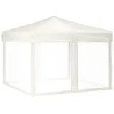 vidaXL Partyzelt Faltbar mit Mesh-Seitenwänden Creme 3x3 m