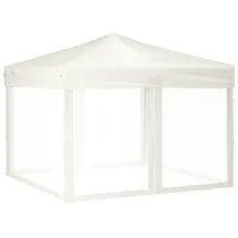 vidaXL Partyzelt Faltbar mit Mesh-Seitenwänden Creme 3x3 m