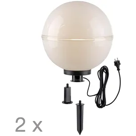 just light. LED Kugelleuchte 2er Set Kunststoff 40x40x71 cm mit Kabel und Spieß weiß
