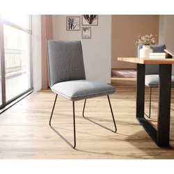 DELIFE Chaise-de-salle-à-manger Lelio-Flex tissu texturé gris clair pied trapèze noir ressorts ensachés, Chaises de salle à manger
