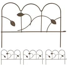 Relaxdays Beeteinfassung, 4er Set, Metall, HxB: je 28 x 38,5 cm, Beetumrandung für Garten, Zierzaun zum Stecken, Bronze