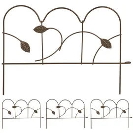 Relaxdays Beeteinfassung, 4er Set, Metall, HxB: je 28 x 38,5 cm, Beetumrandung für Garten, Zierzaun zum Stecken, Bronze