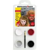 Eberhard Faber 579028 - Kinderschminke Set Teufel/Dracula, 4 Schminkfarben mit Pinsel und Anleitung