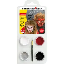 Eberhard Faber 579028 - Kinderschminke Set Teufel/Dracula, 4 Schminkfarben mit Pinsel und Anleitung