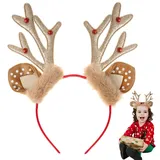 Haarreifen Weihnachten, Glitzer Rentier Haarreif, Rentier Geweih Weihnachts Haarband, Weihnachtsfeiern Cosplay Haarschmuck, Weihnachten Geschenk für Erwachsene und Kinder (Gold)