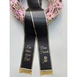 (19 Farbe Auswahl) SuperSatin Trauerschleife mit Text personalisiert, Grabsgesteckband Bedruckt nach Wunschtext, Urnen- Grabstrausschleife, Kranzschleife (Schwarz, 75mm)