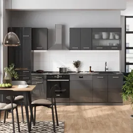 Vicco Küchenzeile R-Line 300 cm Anthrazit Hochglanz