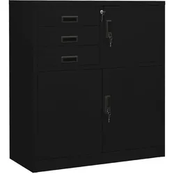 Büroschrank Schwarz 90x40x102 cm Stahl