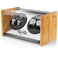 Watch Winder Smith Uhrenbeweger aus Bambusholz und Metall für 4 Uhren, WWS-B2BAM