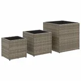 vidaXL Pflanzkübel 3 Stk Grau Poly Rattan