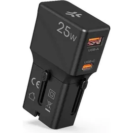 CELLY Universal-Reiseladegerät USB-A+C 25 W - Schwarz