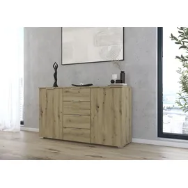 OTTO home Kombikommode 120 x 81 x 42 cm Eiche Artisan / Braun