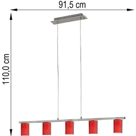 EGLO Dress 5-flg. G9 60 cm rund rot Glas Chrom